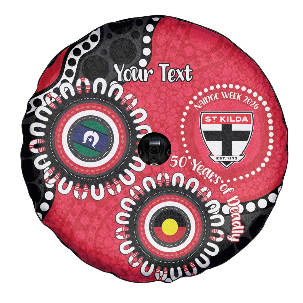 St Kilda NAIDOC 2026 Personalised Spare Tire Cover 50 Years of Deadly Aboriginal Art