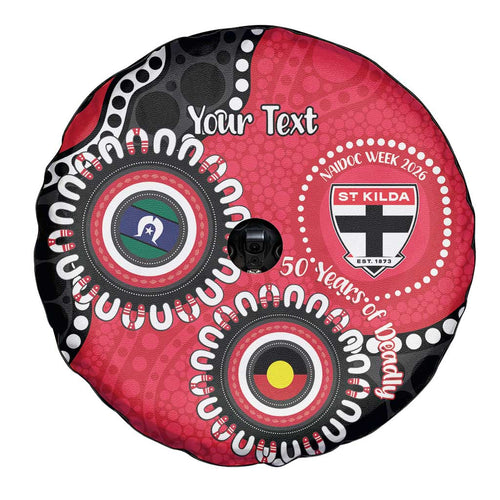 St Kilda NAIDOC 2026 Personalised Spare Tire Cover 50 Years of Deadly Aboriginal Art