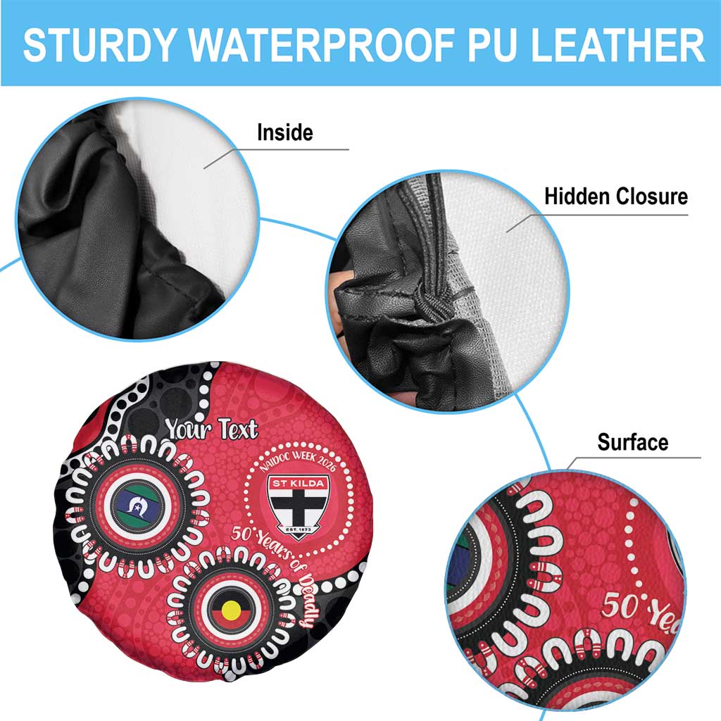 St Kilda NAIDOC 2026 Personalised Spare Tire Cover 50 Years of Deadly Aboriginal Art