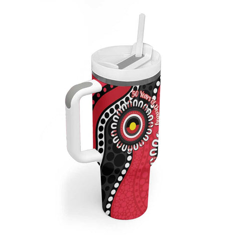 St Kilda NAIDOC 2026 Personalised Tumbler With Handle 50 Years of Deadly Aboriginal Art