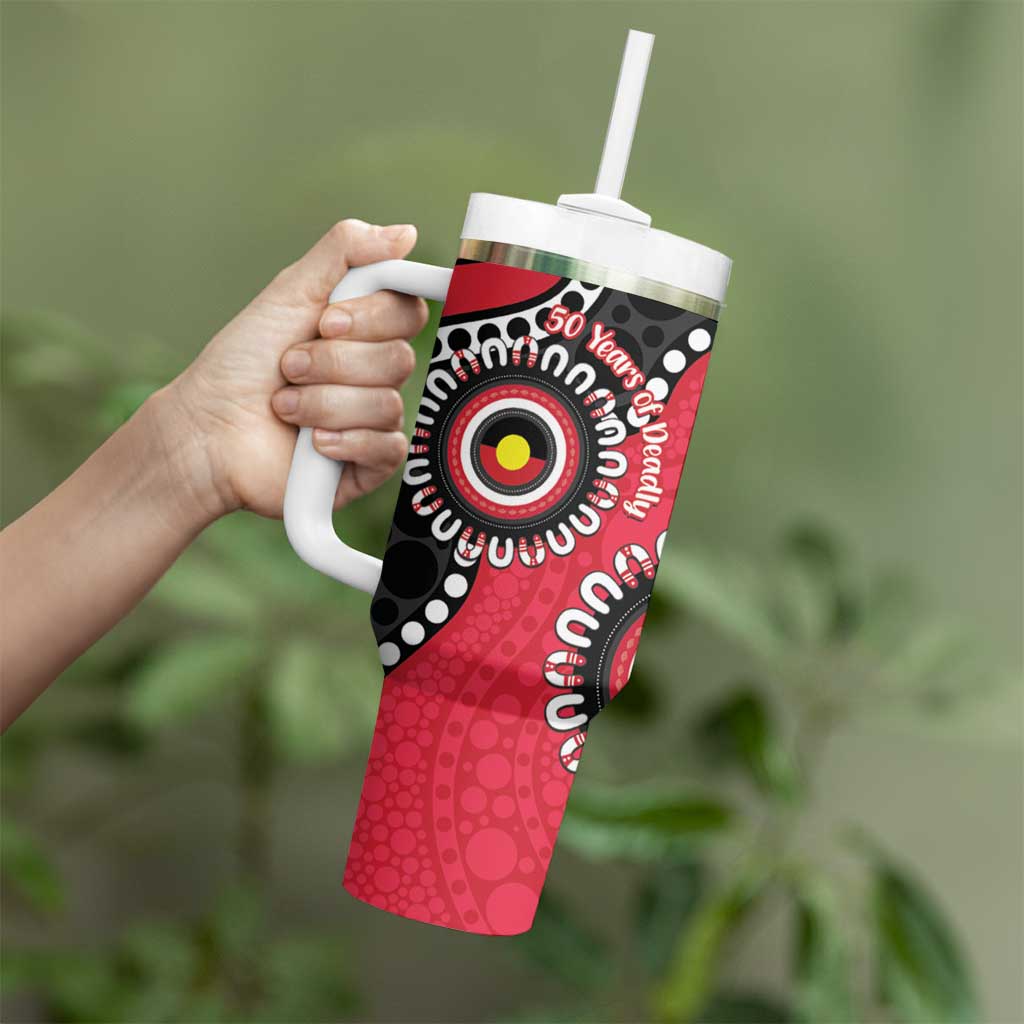 St Kilda NAIDOC 2026 Personalised Tumbler With Handle 50 Years of Deadly Aboriginal Art