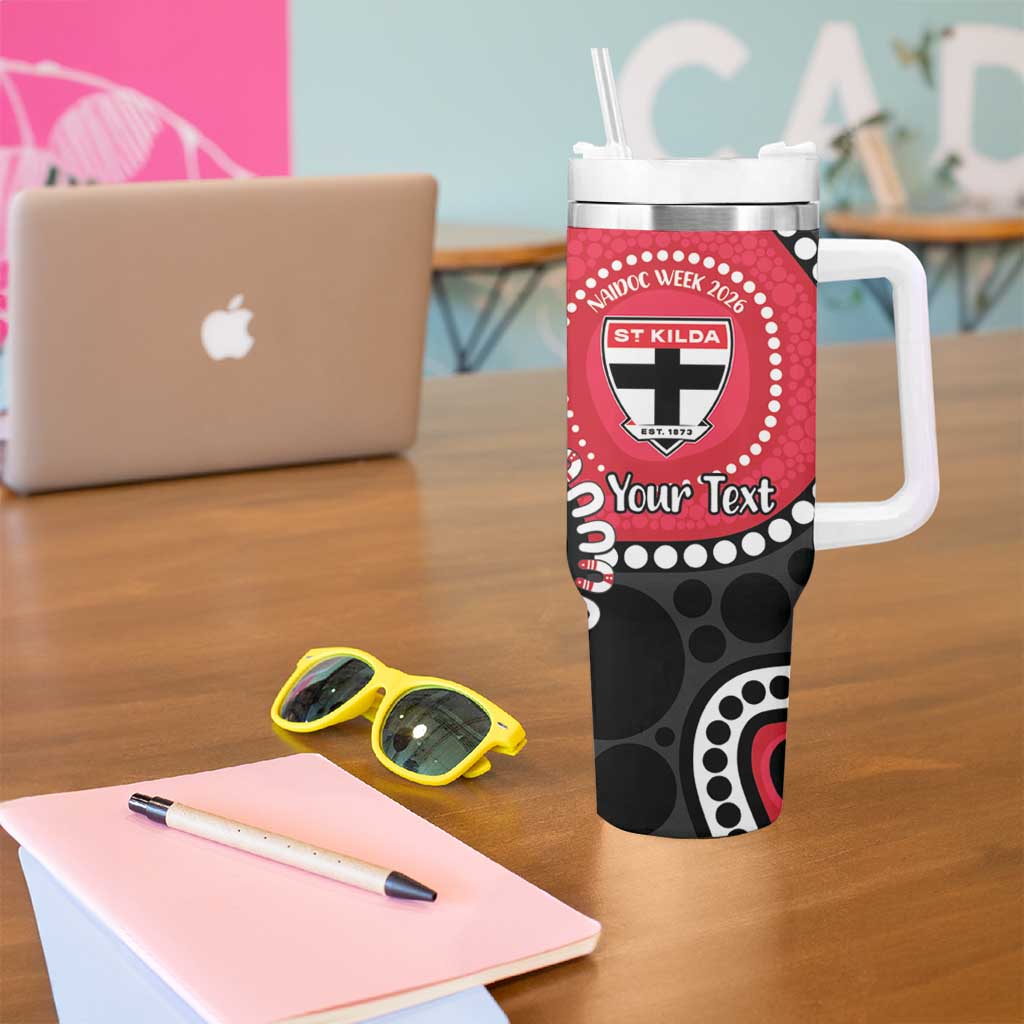 St Kilda NAIDOC 2026 Personalised Tumbler With Handle 50 Years of Deadly Aboriginal Art