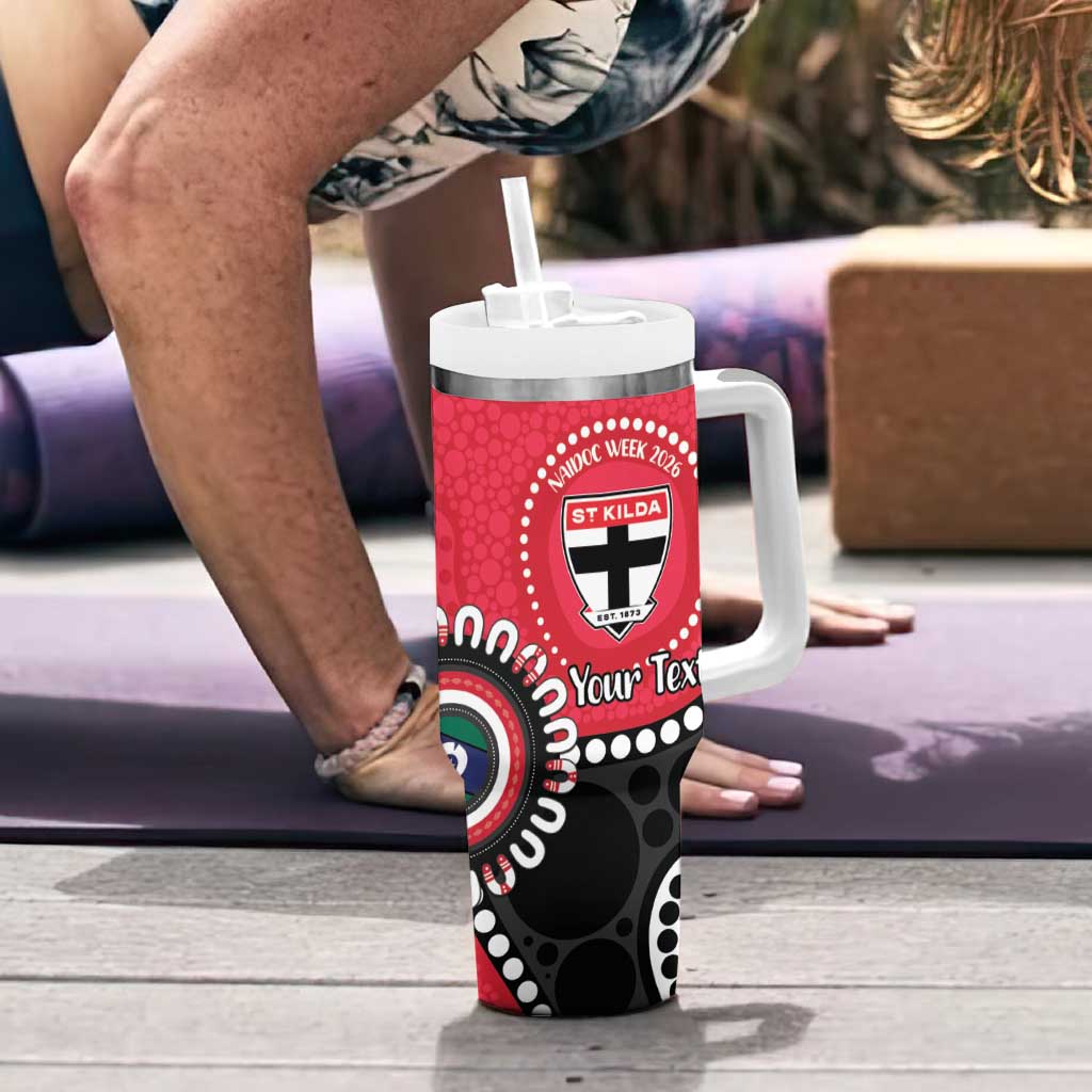 St Kilda NAIDOC 2026 Personalised Tumbler With Handle 50 Years of Deadly Aboriginal Art