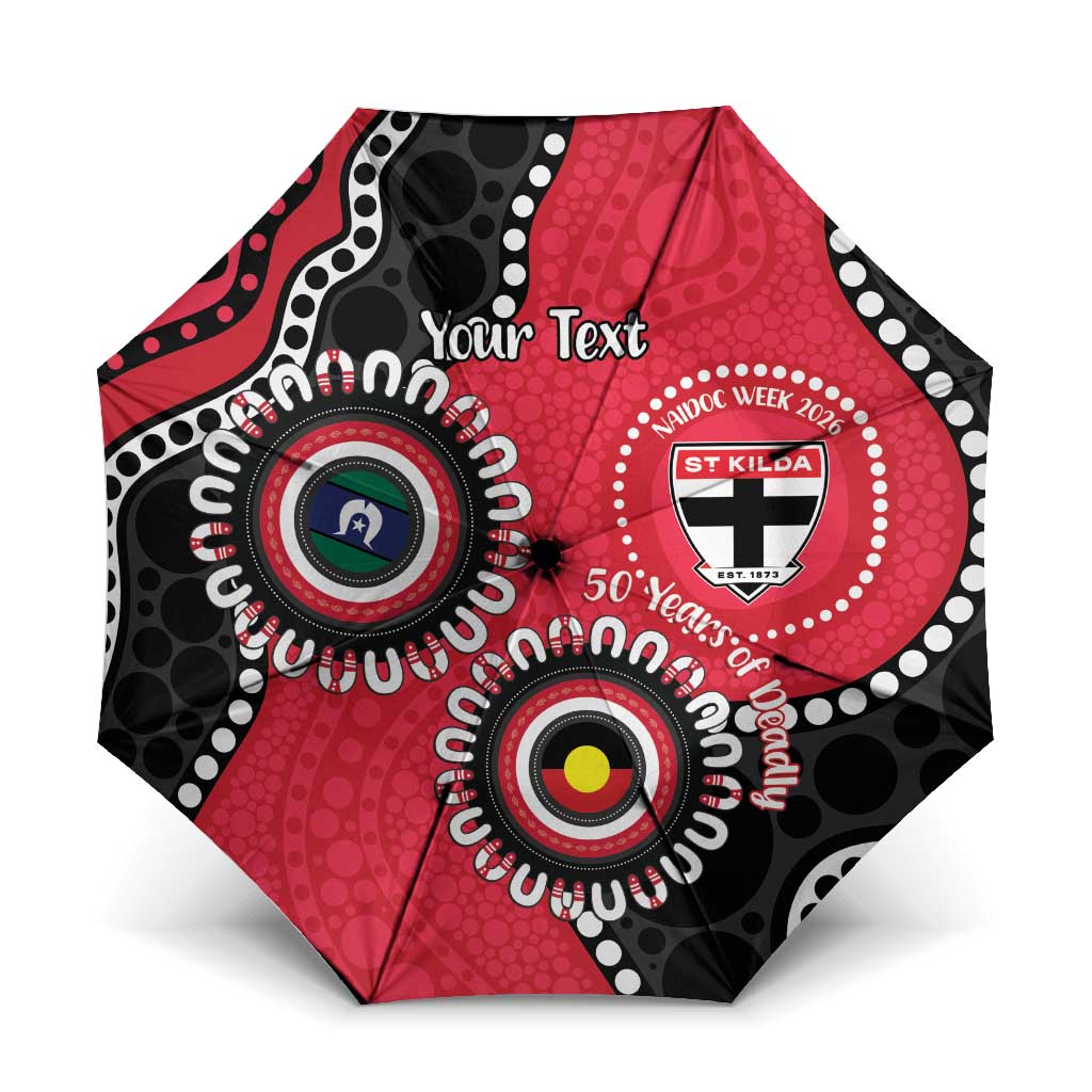 St Kilda NAIDOC 2026 Personalised Umbrella 50 Years of Deadly Aboriginal Art