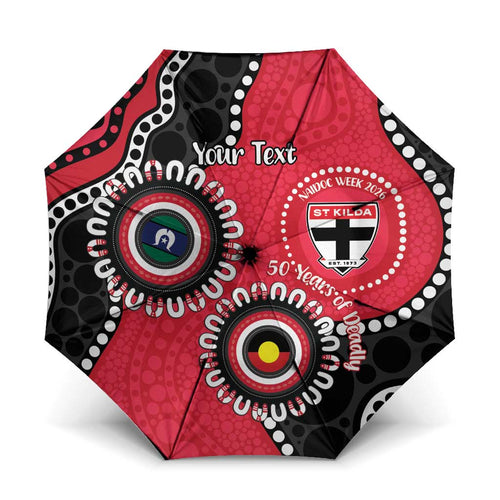 St Kilda NAIDOC 2026 Personalised Umbrella 50 Years of Deadly Aboriginal Art