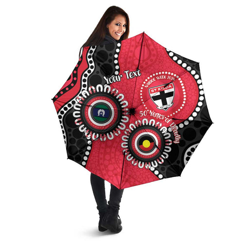 St Kilda NAIDOC 2026 Personalised Umbrella 50 Years of Deadly Aboriginal Art