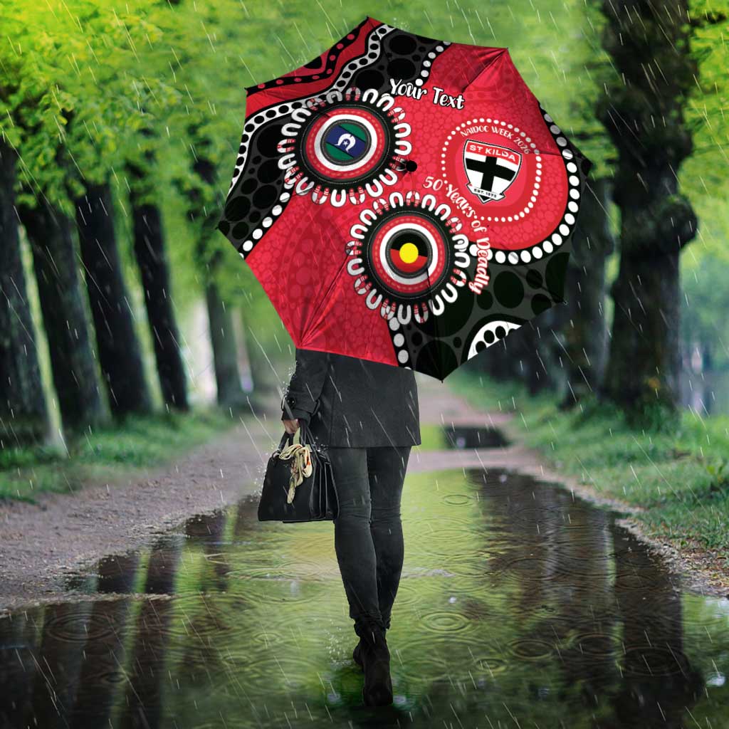 St Kilda NAIDOC 2026 Personalised Umbrella 50 Years of Deadly Aboriginal Art