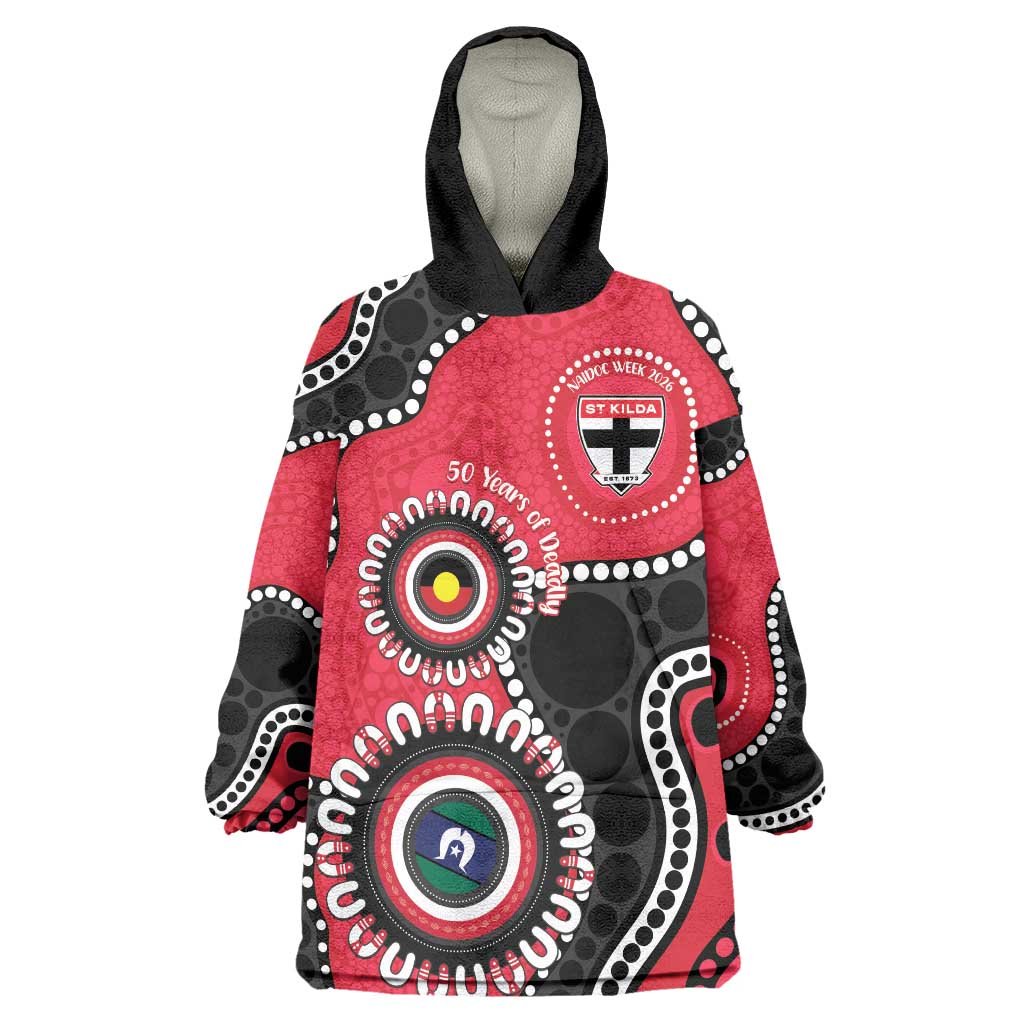 St Kilda NAIDOC 2026 Personalised Wearable Blanket Hoodie 50 Years of Deadly Aboriginal Art