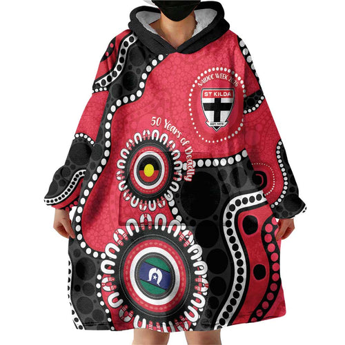 St Kilda NAIDOC 2026 Personalised Wearable Blanket Hoodie 50 Years of Deadly Aboriginal Art