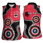 St Kilda NAIDOC 2026 Personalised Women Sleeveless Polo Shirt 50 Years of Deadly Aboriginal Art