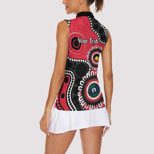 St Kilda NAIDOC 2026 Personalised Women Sleeveless Polo Shirt 50 Years of Deadly Aboriginal Art