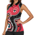 St Kilda NAIDOC 2026 Personalised Women Sleeveless Polo Shirt 50 Years of Deadly Aboriginal Art