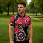 St Kilda NAIDOC 2026 Personalised Zipper Polo Shirt 50 Years of Deadly Aboriginal Art