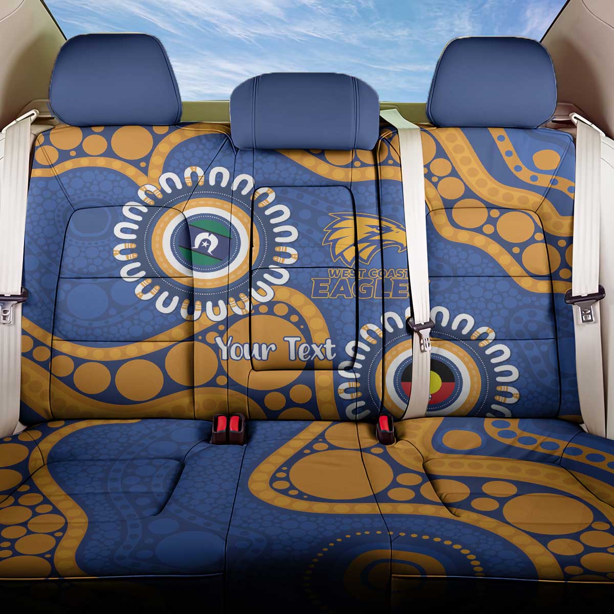 Eagles NAIDOC 2026 Personalised Back Car Seat Cover 50 Years of Deadly Aboriginal Art