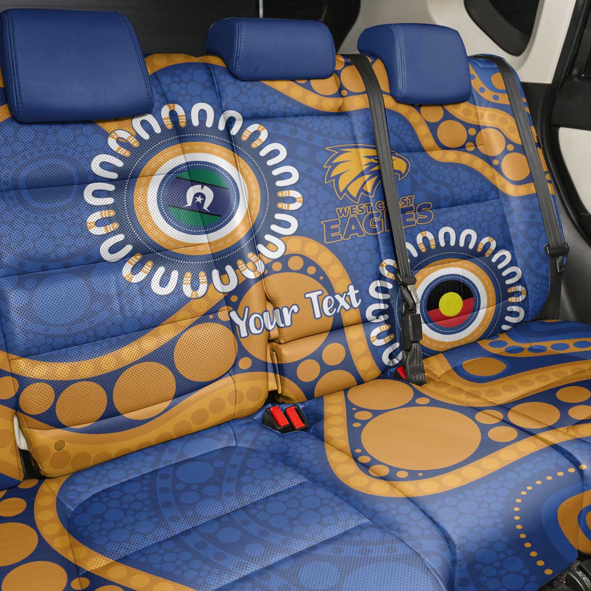 Eagles NAIDOC 2026 Personalised Back Car Seat Cover 50 Years of Deadly Aboriginal Art