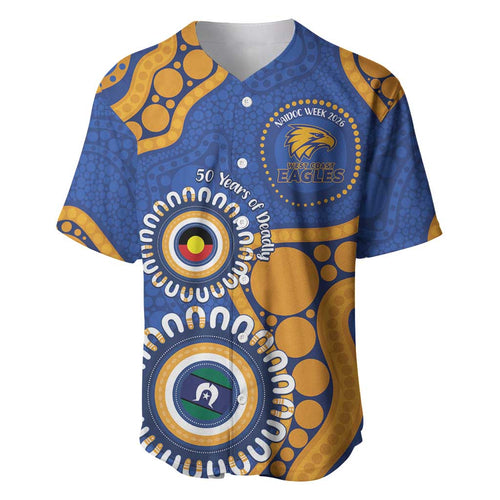 Eagles NAIDOC 2026 Personalised Baseball Jersey 50 Years of Deadly Aboriginal Art