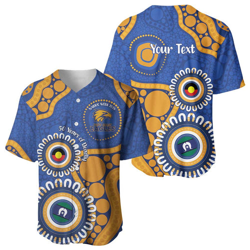 Eagles NAIDOC 2026 Personalised Baseball Jersey 50 Years of Deadly Aboriginal Art
