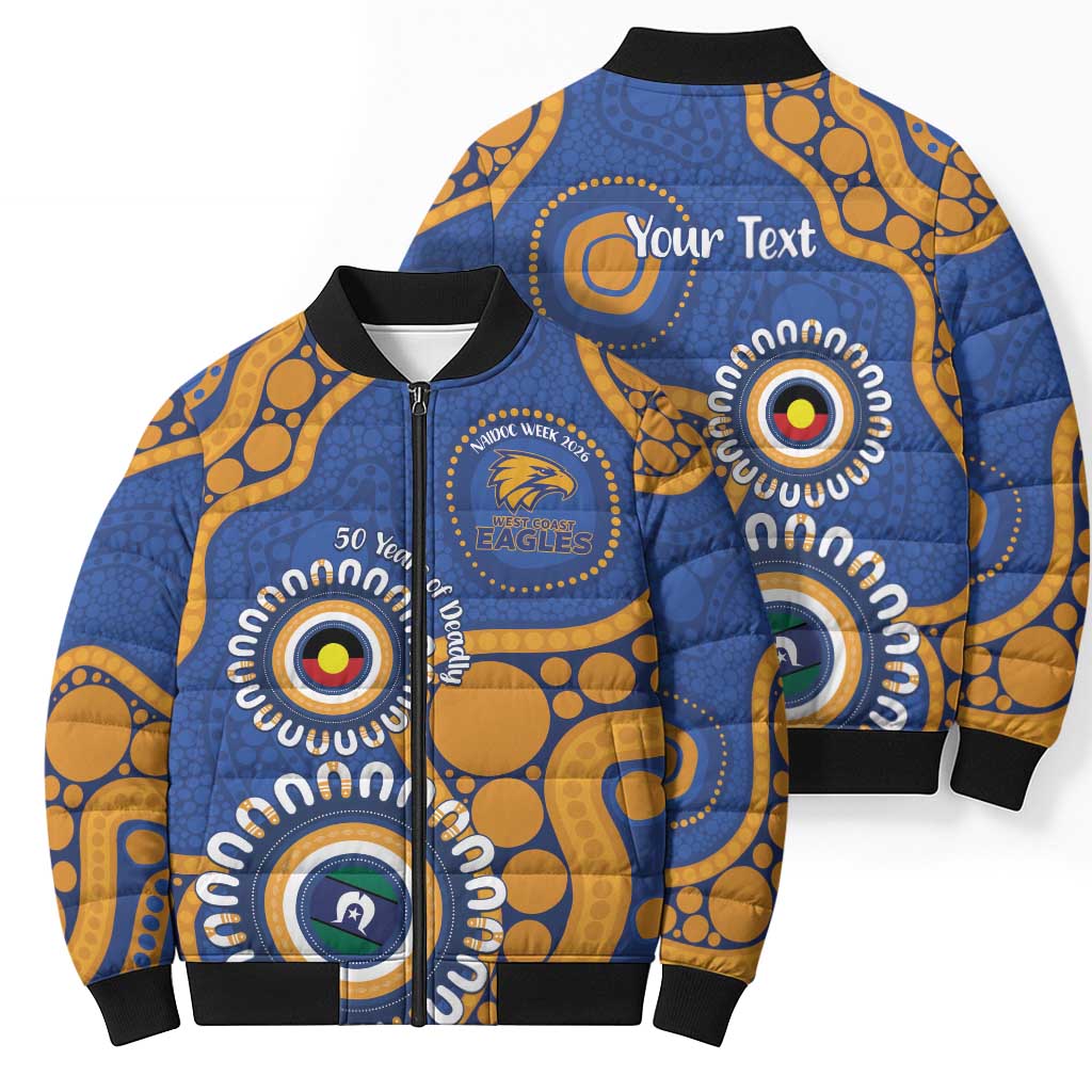 Eagles NAIDOC 2026 Personalised Bomber Puffer Jacket 50 Years of Deadly Aboriginal Art