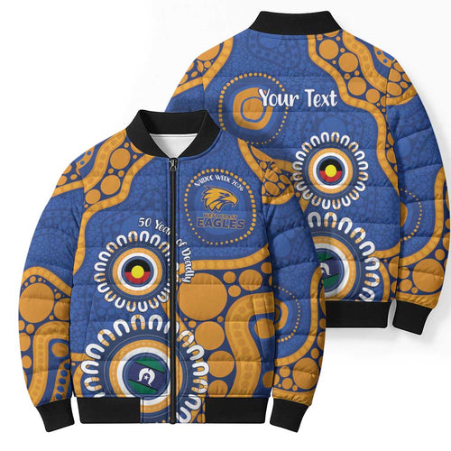 Eagles NAIDOC 2026 Personalised Bomber Puffer Jacket 50 Years of Deadly Aboriginal Art