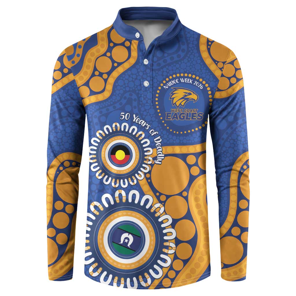 Eagles NAIDOC 2026 Personalised Button Sweatshirt 50 Years of Deadly Aboriginal Art