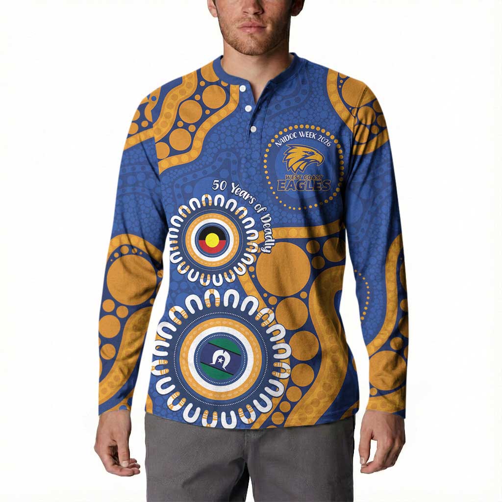 Eagles NAIDOC 2026 Personalised Button Sweatshirt 50 Years of Deadly Aboriginal Art