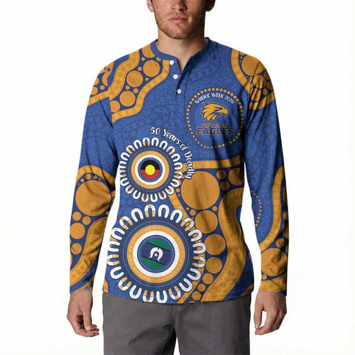 Eagles NAIDOC 2026 Personalised Button Sweatshirt 50 Years of Deadly Aboriginal Art