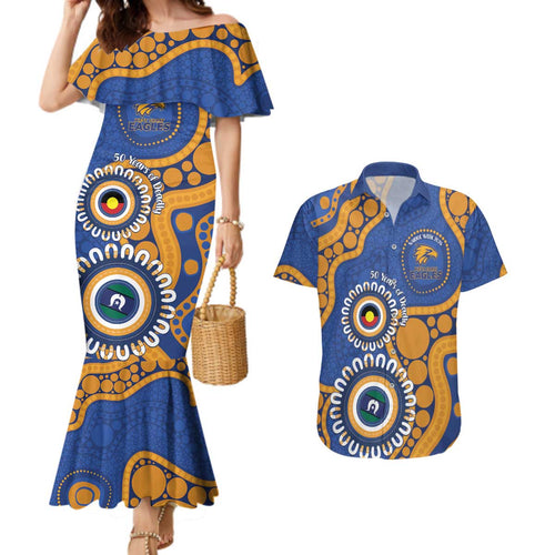 Eagles NAIDOC 2026 Personalised Couples Matching Mermaid Dress and Hawaiian Shirt 50 Years of Deadly Aboriginal Art