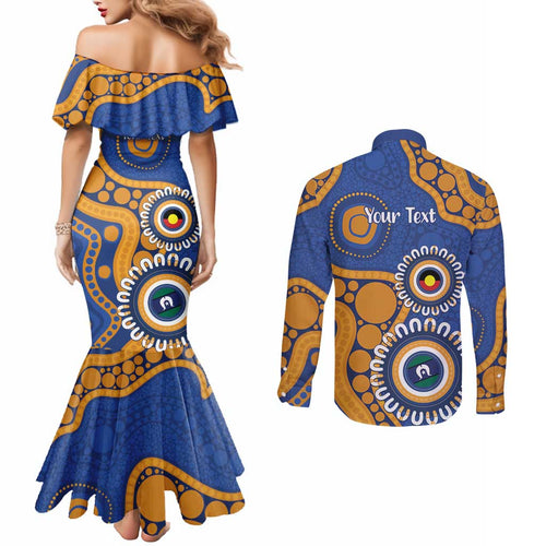 Eagles NAIDOC 2026 Personalised Couples Matching Mermaid Dress and Long Sleeve Button Shirt 50 Years of Deadly Aboriginal Art