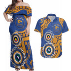 Eagles NAIDOC 2026 Personalised Couples Matching Off Shoulder Maxi Dress and Hawaiian Shirt 50 Years of Deadly Aboriginal Art