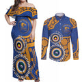 Eagles NAIDOC 2026 Personalised Couples Matching Off Shoulder Maxi Dress and Long Sleeve Button Shirt 50 Years of Deadly Aboriginal Art