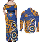 Eagles NAIDOC 2026 Personalised Couples Matching Off Shoulder Maxi Dress and Long Sleeve Button Shirt 50 Years of Deadly Aboriginal Art