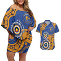 Eagles NAIDOC 2026 Personalised Couples Matching Off Shoulder Short Dress and Hawaiian Shirt 50 Years of Deadly Aboriginal Art