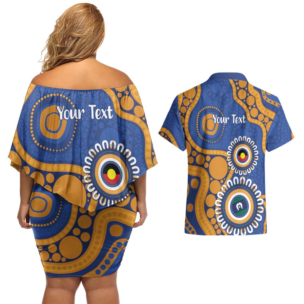 Eagles NAIDOC 2026 Personalised Couples Matching Off Shoulder Short Dress and Hawaiian Shirt 50 Years of Deadly Aboriginal Art