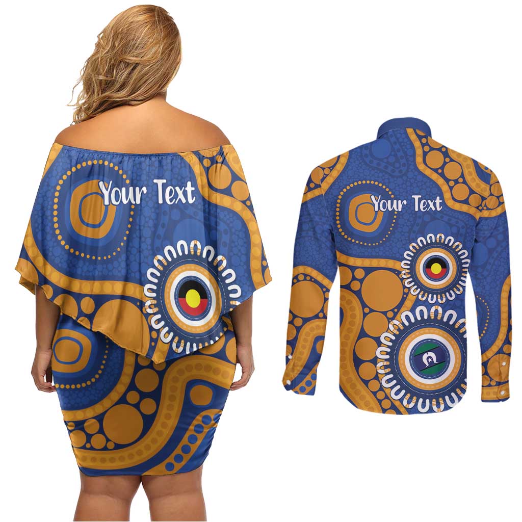 Eagles NAIDOC 2026 Personalised Couples Matching Off Shoulder Short Dress and Long Sleeve Button Shirt 50 Years of Deadly Aboriginal Art