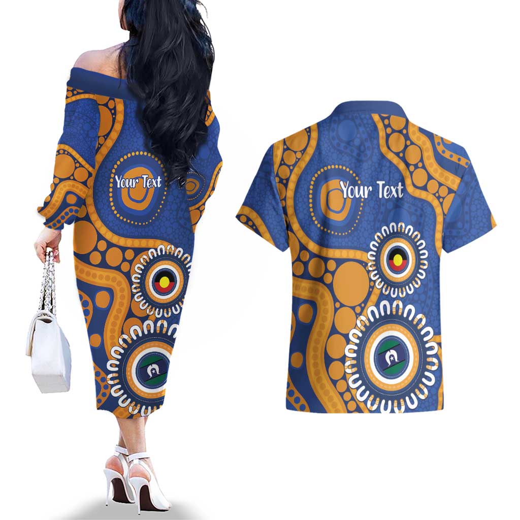 Eagles NAIDOC 2026 Personalised Couples Matching Off The Shoulder Long Sleeve Dress and Hawaiian Shirt 50 Years of Deadly Aboriginal Art