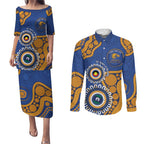 Eagles NAIDOC 2026 Personalised Couples Matching Puletasi and Long Sleeve Button Shirt 50 Years of Deadly Aboriginal Art