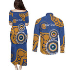 Eagles NAIDOC 2026 Personalised Couples Matching Puletasi and Long Sleeve Button Shirt 50 Years of Deadly Aboriginal Art