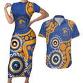 Eagles NAIDOC 2026 Personalised Couples Matching Short Sleeve Bodycon Dress and Hawaiian Shirt 50 Years of Deadly Aboriginal Art