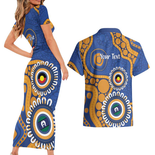 Eagles NAIDOC 2026 Personalised Couples Matching Short Sleeve Bodycon Dress and Hawaiian Shirt 50 Years of Deadly Aboriginal Art