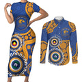 Eagles NAIDOC 2026 Personalised Couples Matching Short Sleeve Bodycon Dress and Long Sleeve Button Shirt 50 Years of Deadly Aboriginal Art