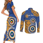 Eagles NAIDOC 2026 Personalised Couples Matching Short Sleeve Bodycon Dress and Long Sleeve Button Shirt 50 Years of Deadly Aboriginal Art
