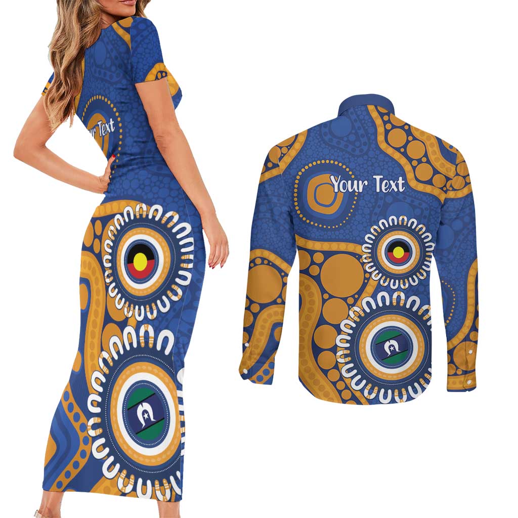 Eagles NAIDOC 2026 Personalised Couples Matching Short Sleeve Bodycon Dress and Long Sleeve Button Shirt 50 Years of Deadly Aboriginal Art