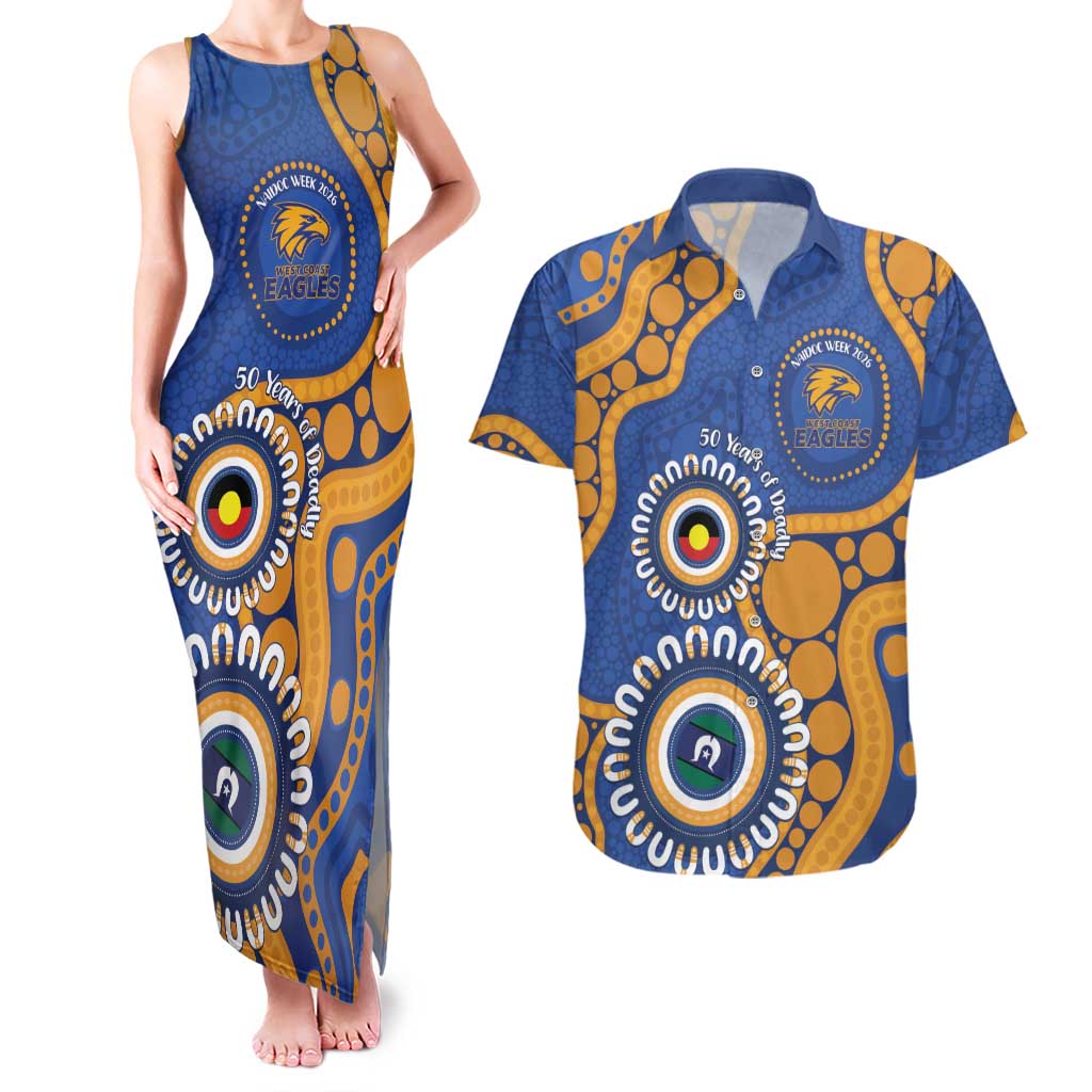Eagles NAIDOC 2026 Personalised Couples Matching Tank Maxi Dress and Hawaiian Shirt 50 Years of Deadly Aboriginal Art