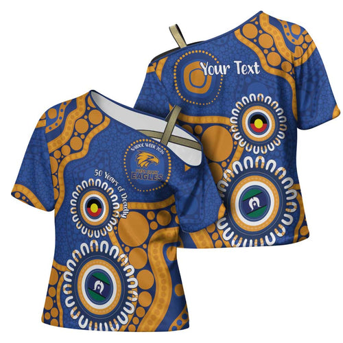 Eagles NAIDOC 2026 Personalised Cross Shoulder Shirt 50 Years of Deadly Aboriginal Art