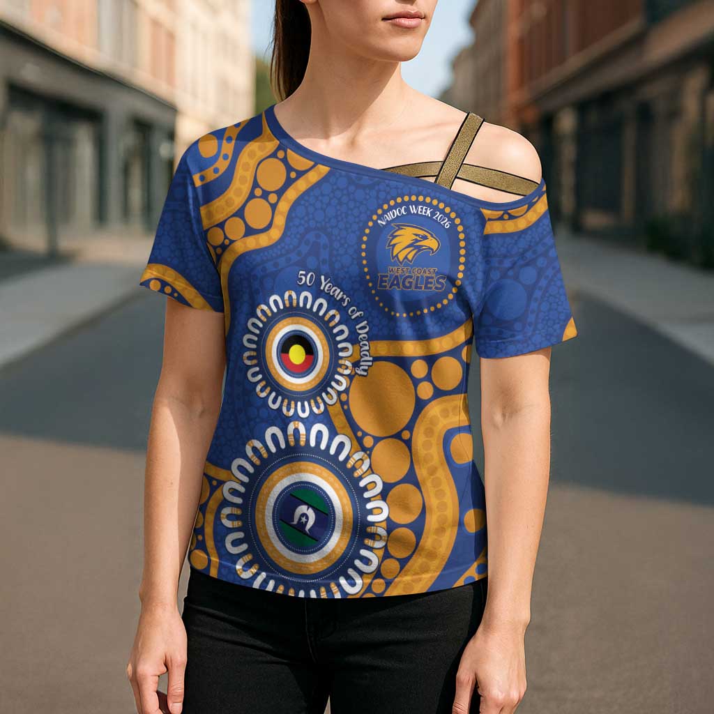 Eagles NAIDOC 2026 Personalised Cross Shoulder Shirt 50 Years of Deadly Aboriginal Art