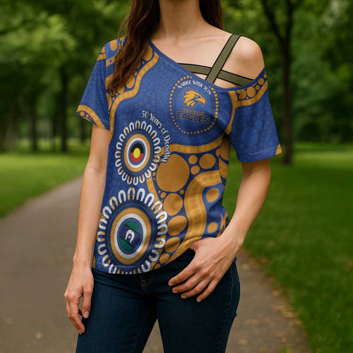 Eagles NAIDOC 2026 Personalised Cross Shoulder Shirt 50 Years of Deadly Aboriginal Art