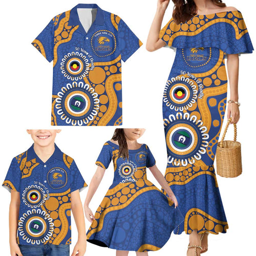 Eagles NAIDOC 2026 Personalised Family Matching Mermaid Dress and Hawaiian Shirt 50 Years of Deadly Aboriginal Art