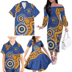Eagles NAIDOC 2026 Personalised Family Matching Off The Shoulder Long Sleeve Dress and Hawaiian Shirt 50 Years of Deadly Aboriginal Art