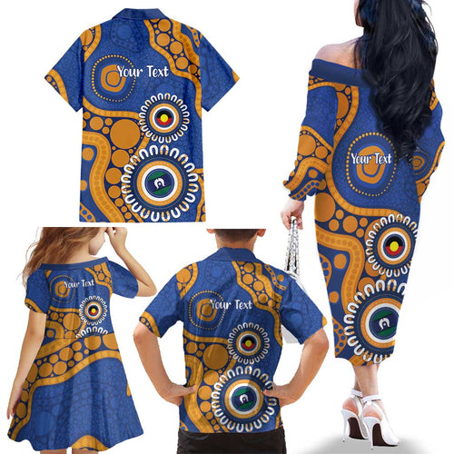 Eagles NAIDOC 2026 Personalised Family Matching Off The Shoulder Long Sleeve Dress and Hawaiian Shirt 50 Years of Deadly Aboriginal Art
