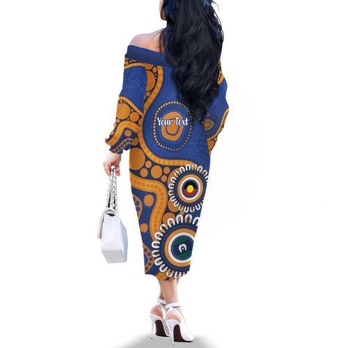 Eagles NAIDOC 2026 Personalised Family Matching Off The Shoulder Long Sleeve Dress and Hawaiian Shirt 50 Years of Deadly Aboriginal Art